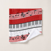 Piano en muziek score Rode badhanddoek set Bad Handdoek (Wasdoekje)