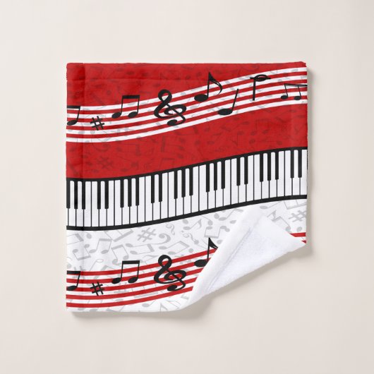 Piano en muziek score Rode badhanddoek set Bad Handdoek (Wasdoekje)