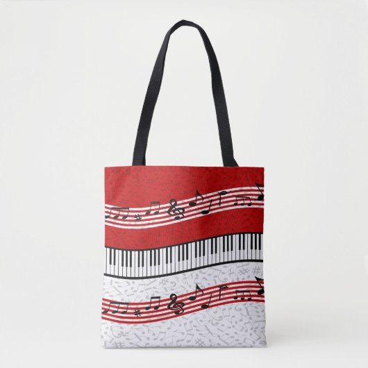Piano en muziek score rode canvas tas (Voorkant)