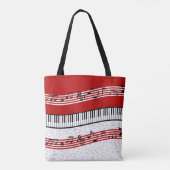 Piano en muziek score rode canvas tas (Achterkant)