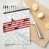 Piano en muziek scoren rode keukenhanddoek (Quarter Fold)
