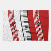 Piano en muziek scoren rode keukenhanddoek (Horizontaal)