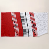 Piano en muziek scoren rode strandlaken (Voorkant)