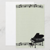 Piano en Muzieknoten Briefpapier (Voorkant / Achterkant)