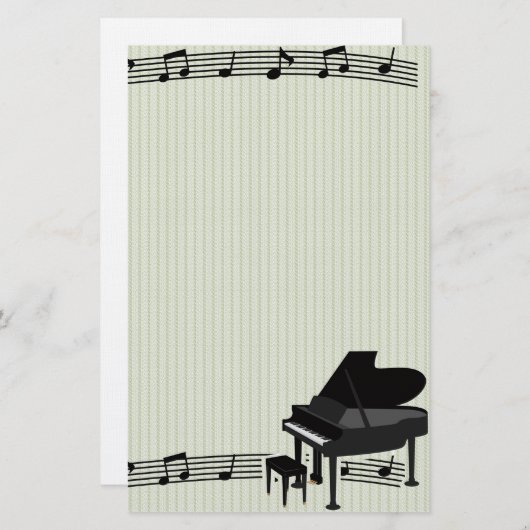 Piano en Muzieknoten Briefpapier (Voorkant / Achterkant)