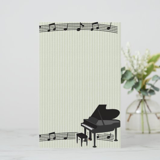 Piano en Muzieknoten Briefpapier (Staand voorkant)