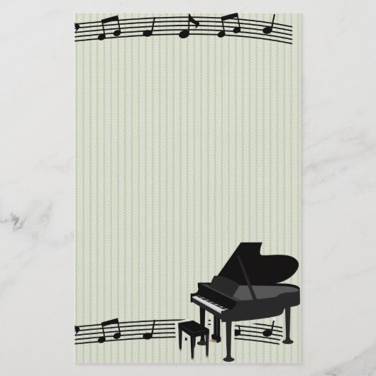 Piano en Muzieknoten Briefpapier (Voorkant)
