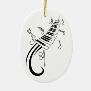 Piano en Muzieknoten Keramisch Ornament