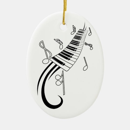 Piano en Muzieknoten Keramisch Ornament (Voorkant)
