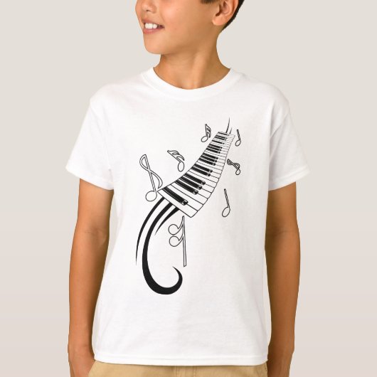 Piano en Muzieknoten T-shirt (Voorkant)