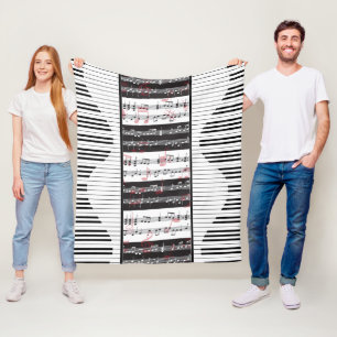 Piano- en muziekscore 2 fleece deken