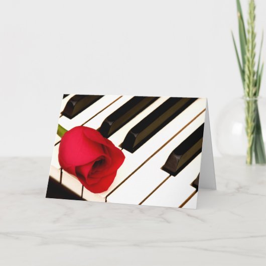 Piano en roos II Feestdagen Kaart (Voorkant)
