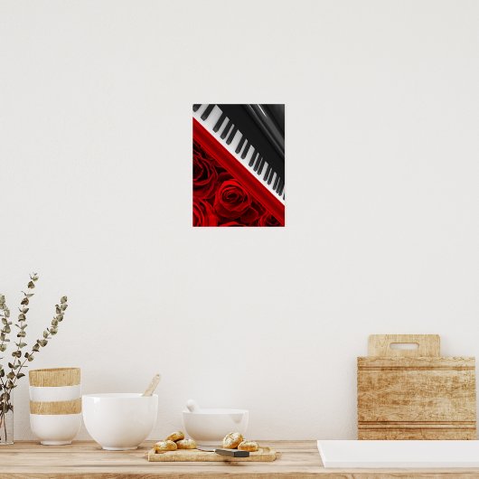 Piano en Rozen Poster (Keuken)