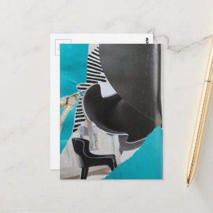 Piano en stoel collage briefkaart