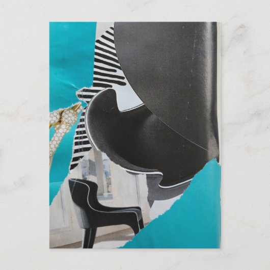 Piano en stoel collage briefkaart (Voorkant)