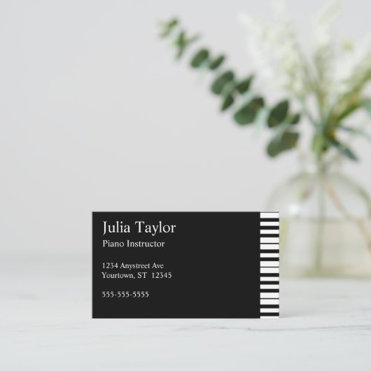 Piano- en toetsenbordmuziekleraar visitekaartje (Staand voorkant)