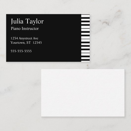 Piano- en toetsenbordmuziekleraar visitekaartje (Voorkant / Achterkant)