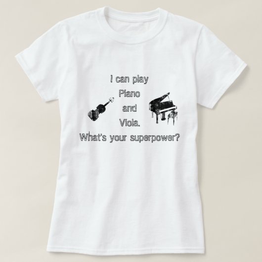 Piano en Viola Superpower T-shirt (Design voorkant)