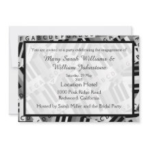 Piano Engagement Party Zwart-wit uitnodiging