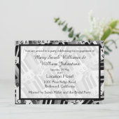 Piano Engagement Party Zwart-wit uitnodiging (Staand voorkant)