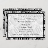 Piano Engagement Party Zwart-wit uitnodiging (Voorkant / Achterkant)