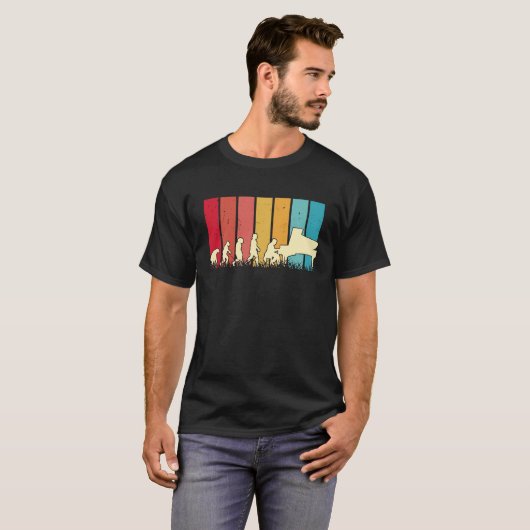 Piano Evolution Retro Piano Player Pianist  1 T-shirt (Voorkant volledig)