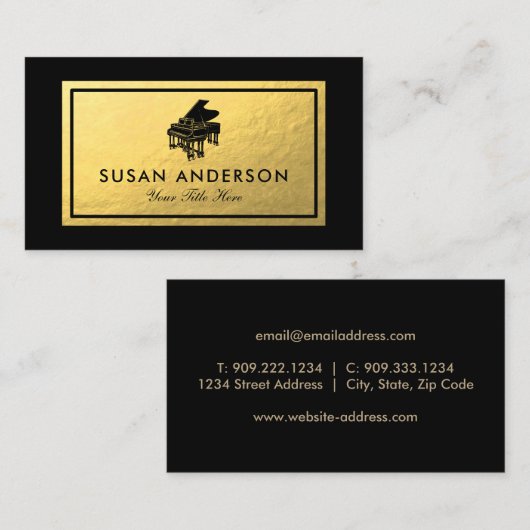 Piano - Faux Gold Foil Visitekaartje (Voorkant / Achterkant)