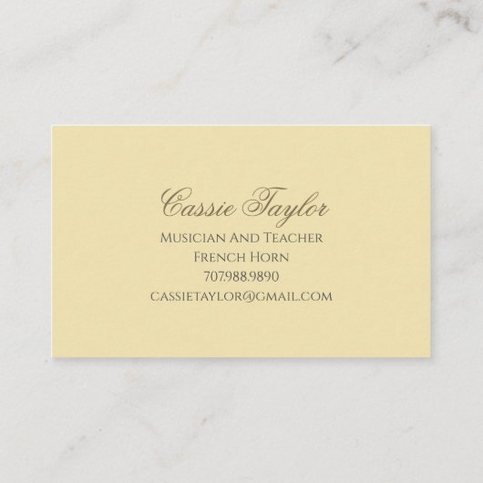 Piano Franse hoorn muzikant muziekleraar Visitekaartje (Achterkant)
