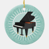 Piano Fun Turquoise Swirl Music Keramisch Ornament (Achterkant)