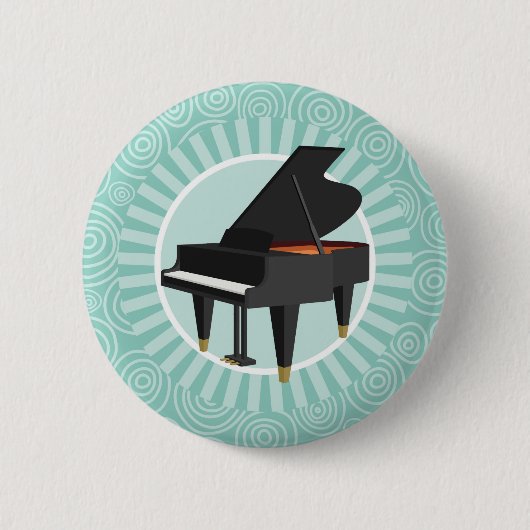 Piano Fun Turquoise Swirl Music Ronde Button 5,7 Cm (Voorkant)