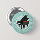 Piano Fun Turquoise Swirl Music Ronde Button 5,7 Cm (Voorkant /achterkant)