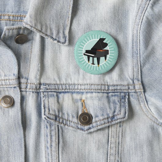 Piano Fun Turquoise Swirl Music Ronde Button 5,7 Cm (In situ)