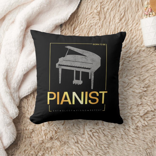 Piano Geboren als pianist Muzikant  Design Kussen (Deken)