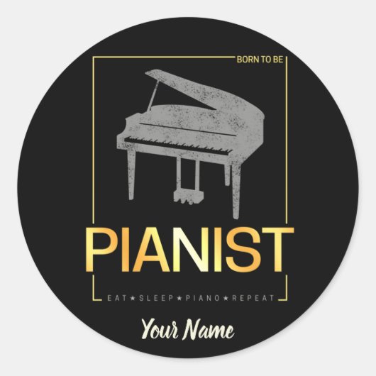 Piano Geboren als pianist Muzikant Design Ronde Sticker (Voorkant)