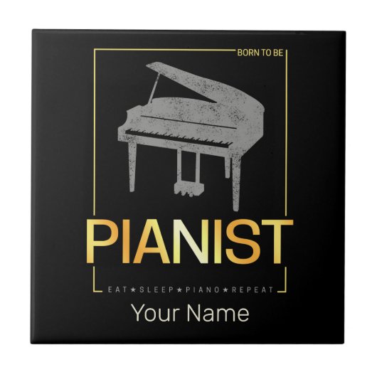 Piano Geboren als pianist Muzikant  Design Tegeltje (Voorkant)