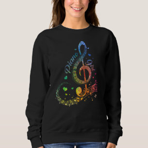 Piano Girl Colorful Keyboard Grafische muzieknoten Trui