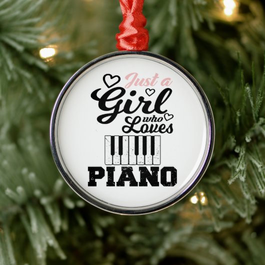 Piano Girl Metalen Ornament (Boom)