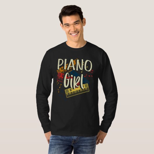 Piano Girl Pianist T-shirt (Voorkant volledig)