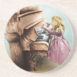 Piano Girl SandStone Onderzetter, kleurrijke kuns Zandsteen Onderzetter