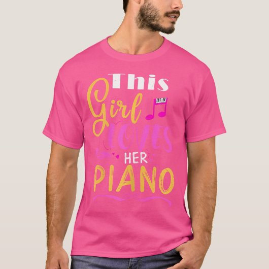 Piano Girl Shirt I Pianist Piano Lover Player (Voorkant)