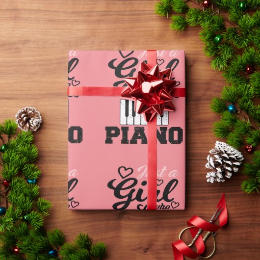 Piano Girl Wrapping Paper Cadeaupapier (Feestdagen Geschenken)
