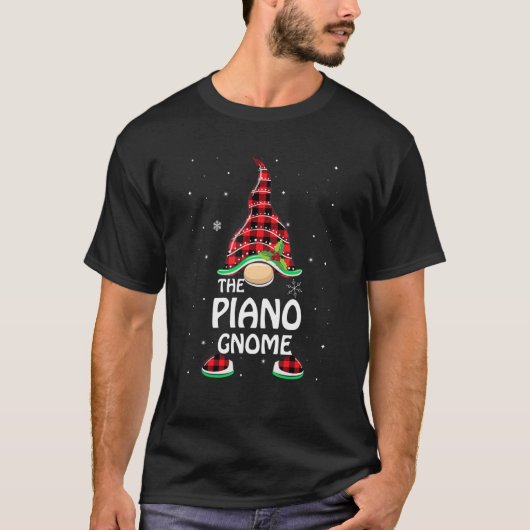 Piano Gnome Buffalo Pset Matching Family Christma T-shirt (Voorkant)