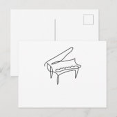 Piano Grand Piano Single Line Tekening Briefkaart (Voorkant / Achterkant)