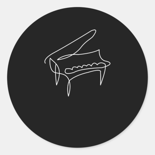 Piano Grand Piano Single Line Tekening Ronde Sticker (Voorkant)