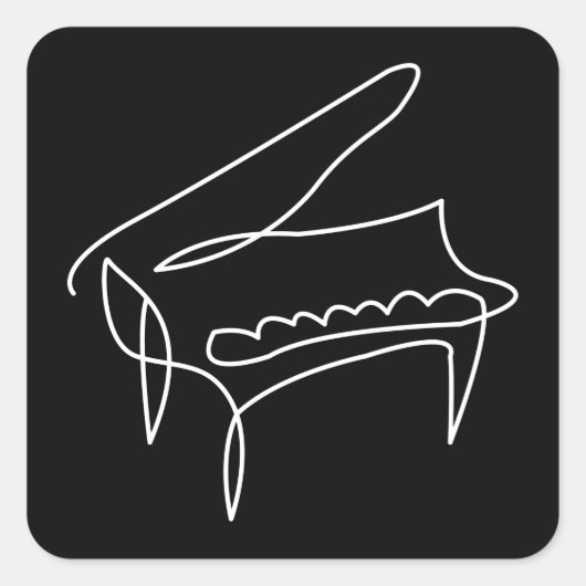 Piano Grand Piano Single Line Tekening Vierkante Sticker (Voorkant)