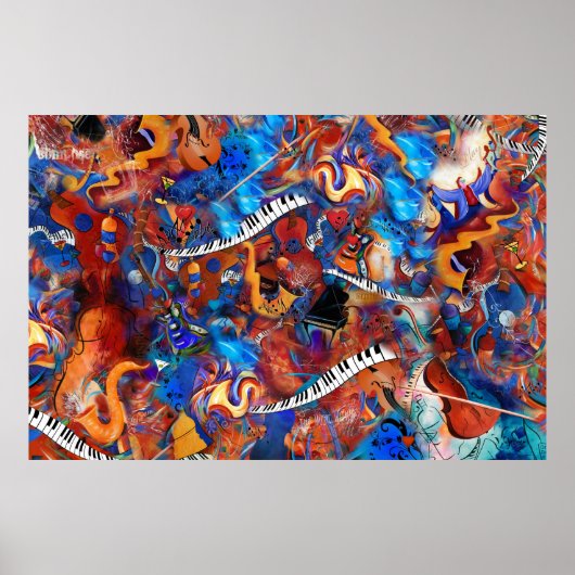 Piano Guitar Saxophone Music Madness Poster (Voorkant)