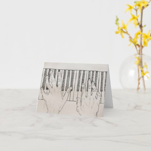 Piano Hands Sketch Greeting Card Kaart (Gele Bloem)