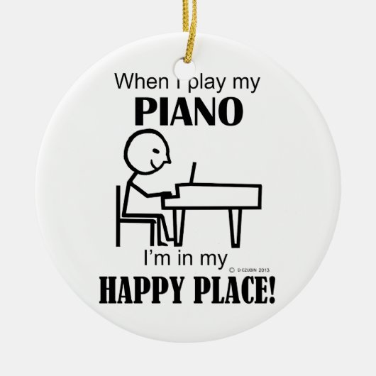 Piano Happy Place Keramisch Ornament (Voorkant)