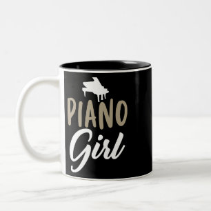 Piano Hartslag Retro Pianist Tweekleurige Koffiemok