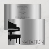 Piano Hause Concert Minimalisme VIP Black Aqua Kaart (Voorkant / Achterkant)